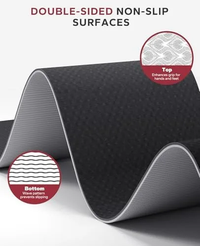 Detail shot of the HAPBEAR Large Yoga Mat - 72"x36"x6mm (1/4 inch), Extra Wide features