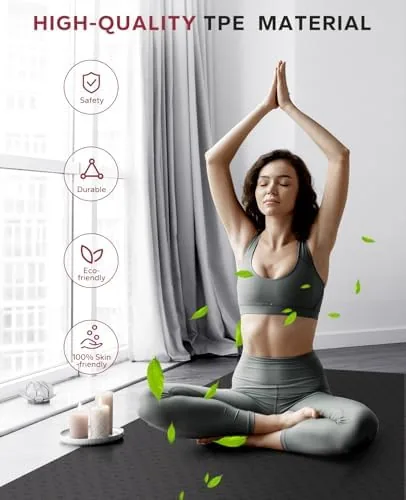The HAPBEAR Large Yoga Mat - 72"x36"x6mm (1/4 inch), Extra Wide compared in context