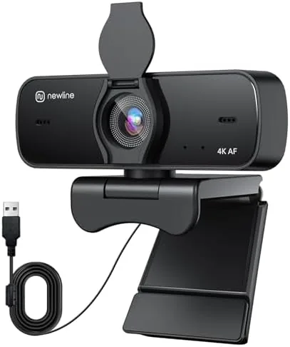 Overview of the 4K Webcam for PC with Dual Microphones, Autofocus USB Camera