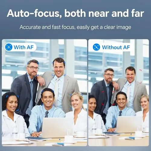 Detail shot of the 4K Webcam for PC with Dual Microphones, Autofocus USB Camera features