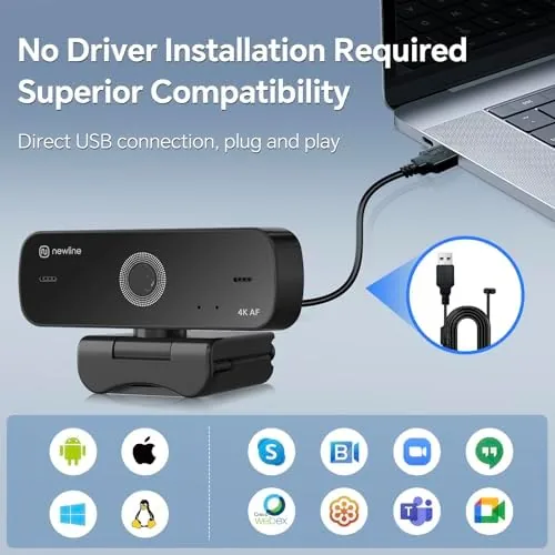 The 4K Webcam for PC with Dual Microphones, Autofocus USB Camera compared in context