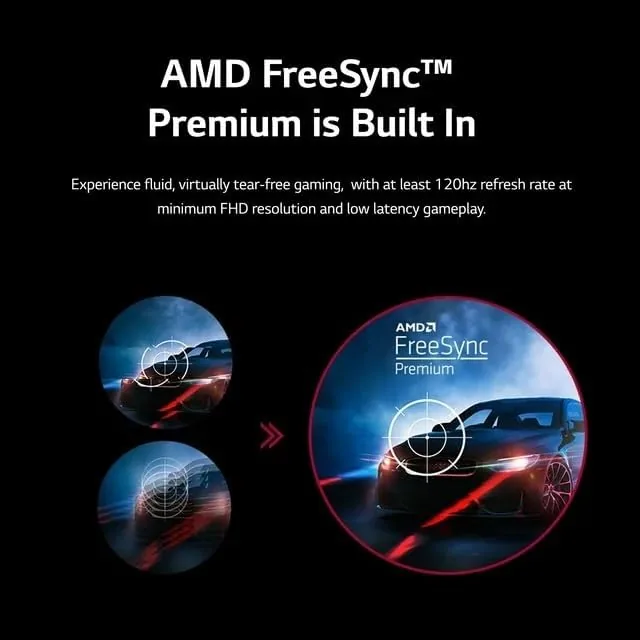 On screen menu showing the 165Hz refresh rate and FreeSync setting