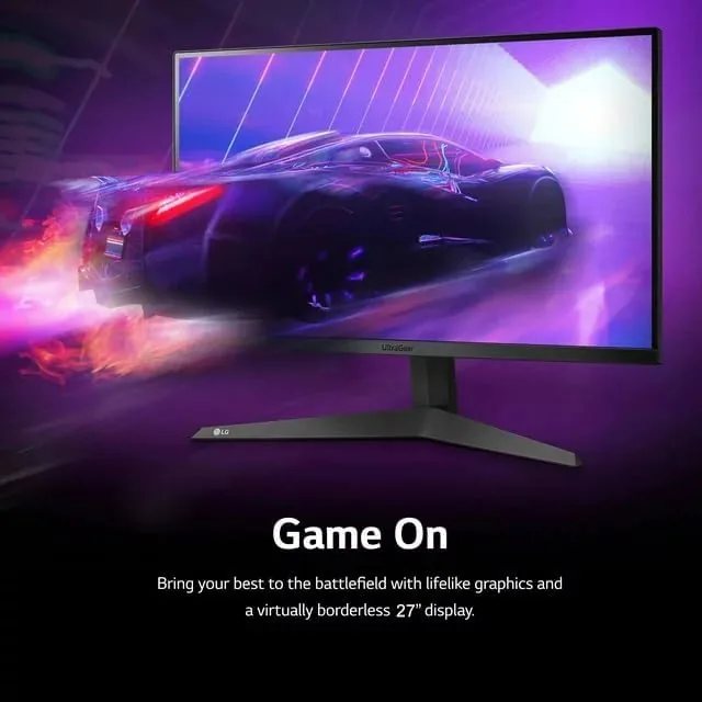 Competitive game scene on the LG UltraGear with the settings visible