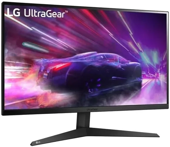 The LG UltraGear next to a smaller monitor for a size comparison