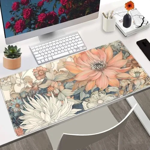 Close look at the Japanese Floral Desk Mat Boho Aesthetic Flower Desk Matt for build quality