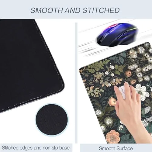 The Dark Flower Desk Mat Floral Plants Mouse Pad Boho Aesthetic in real use