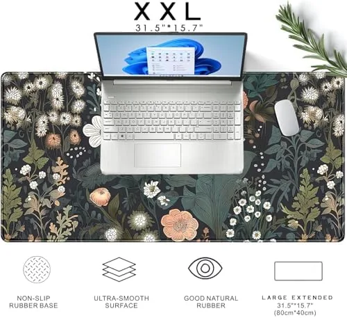 The Dark Flower Desk Mat Floral Plants Mouse Pad Boho Aesthetic compared in context