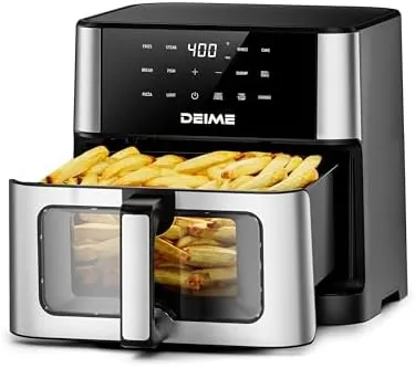 DEIME Air Fryer 10.2 QT, 1700W Large Capacity with 10 Preset, Visual Cooking Window Review: Tested and Rated