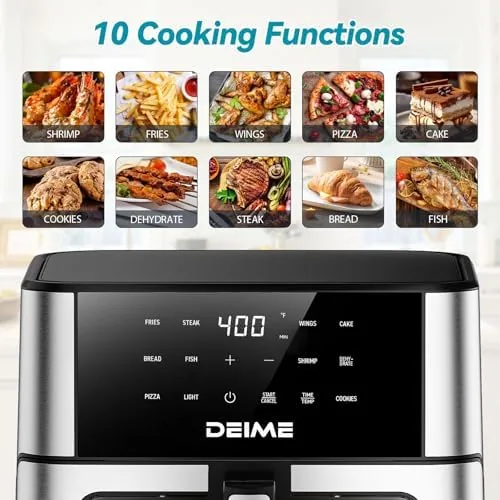 Close look at the DEIME Air Fryer 10.2 QT, 1700W Large Capacity with 10 build quality