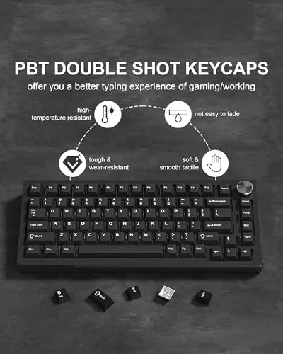 The Womier Double Shot PBT Keycaps Set 138 Keys Cherry Profile in real use