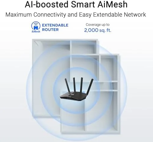 RT-BE58U router next to a larger tri-band WiFi 7 flagship model