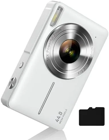 Digital Camera 1080P with 32G Card 16X Zoom & Flash Compact for Kid, White Review: Tested and Rated