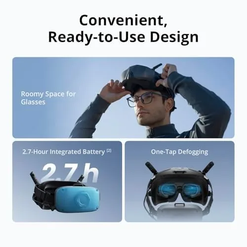 Drone pilot wearing the Goggles N3 during an outdoor flight