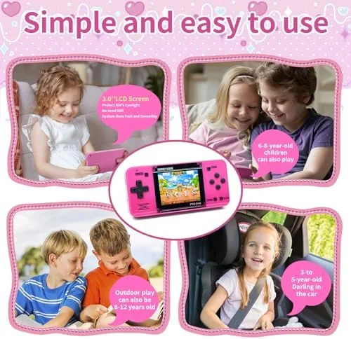 The retro handheld next to a Nintendo Switch Lite and a smartphone