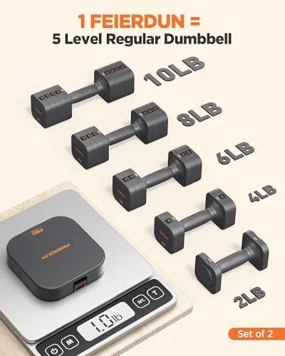 Close look at the FEIERDUN DB3 5-in-1 Adjustable Dumbbell Set, 6LB/10LB Pair Adjustable Weights build quality