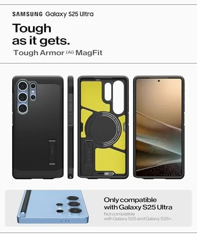 Close-up of the Spigen Tough Armor dual-layer build and air cushion corners