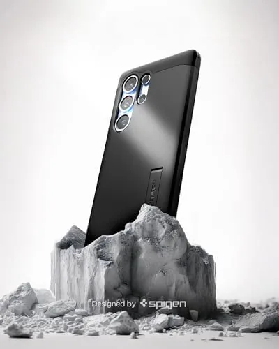 Spigen Tough Armor standing upright on its built-in kickstand