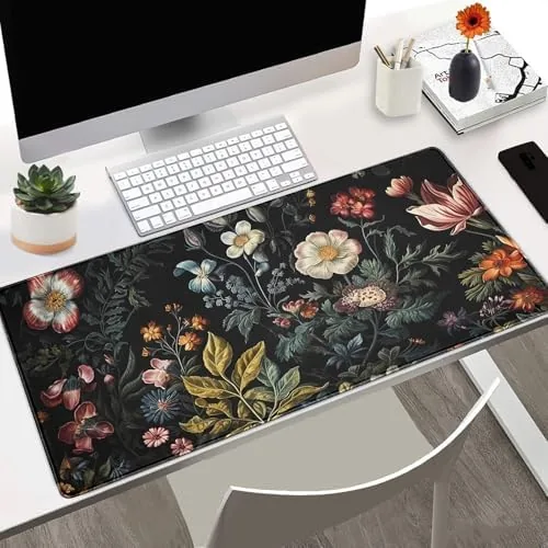 Close look at the Floral Desk Mat Dark Academia Vintage Aesthetic Desk Pad Flower build quality