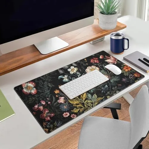 Another view of the Floral Desk Mat Dark Academia Vintage Aesthetic Desk Pad Flower
