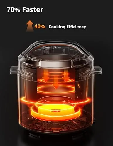 The nonstick inner pot on a kitchen counter showing the clean coating