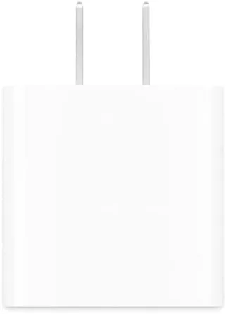 Close up of the USB-C port and folding prongs on the 20W adapter