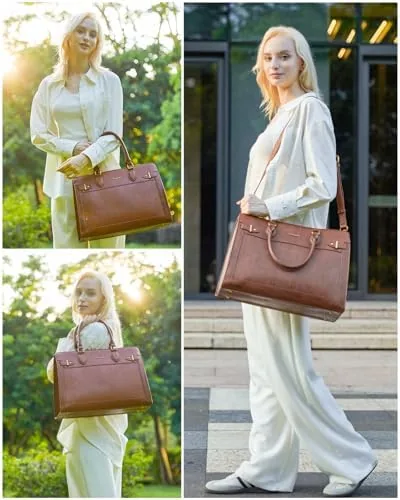 Close look at the LOVEVOOK Laptop Bag for Women 17 Inch Work Tote, Business build quality