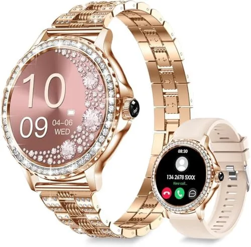 Smart Watches for Women(Make/Answer Call) with Diamond:1.3" Fitness Tracker Watch for HR/Blood Pressure/SpO2/Sleep Monitor,Digital Review: Tested and Rated