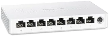 The BrosTrend 8 port 2.5Gb switch mounted on a wall with cables connected