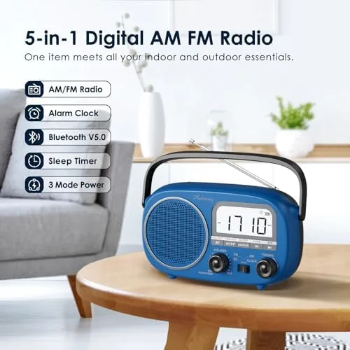 Close look at the Portable AM FM Rechargeable Bluetooth Radio with Clock | AC build quality