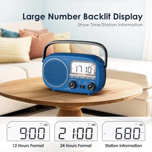 The Portable AM FM Rechargeable Bluetooth Radio with Clock | AC compared in context