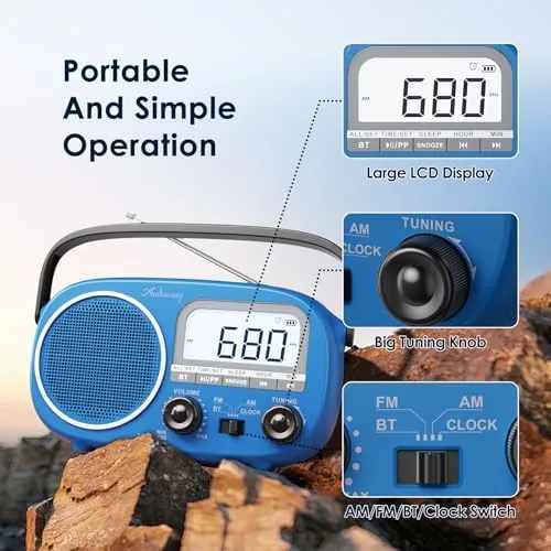 Testing the Portable AM FM Rechargeable Bluetooth Radio with Clock | AC over two weeks
