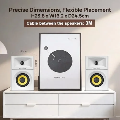 Detail shot of the Sanyun SW205 2.0 Bookshelf Speakers, Room-Filling Expanded Stage, Dual-DSP | features