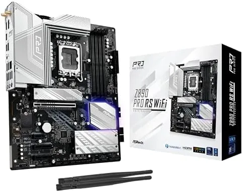 ASRock Z890 Pro RS WiFi 6E ATX motherboard on a test bench
