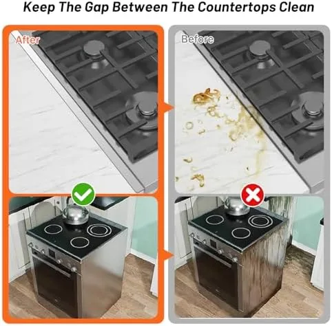 Crumbs landing on the smooth stainless surface instead of falling into the gap