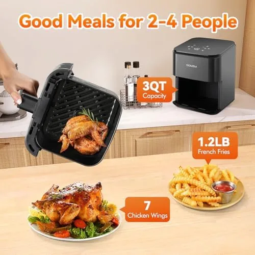 The 3 Qt Compact Air Fryer with Non-Stick Basket and Rack in real use