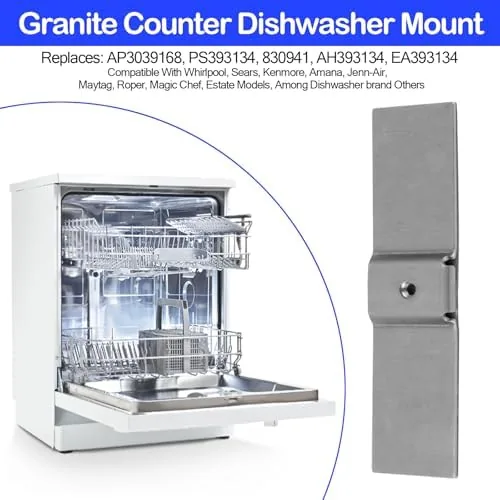 Close look at the Granite Counter Mounting Bracket 2 Pack and 8269145 Undercounter Dishwasher build quality