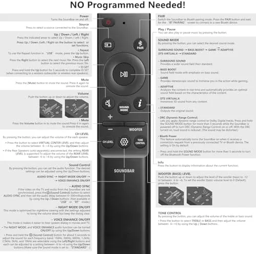 The Sound-bar-Remote-for-Samsung Soundbar Speaker System Replacement Surround | Sound Remote Control in real use