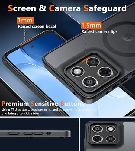 The cased phone sitting on a wireless charging pad with the magnet ring aligned