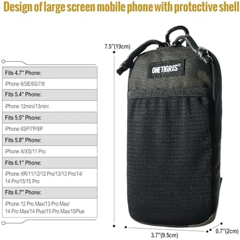 Close look at the ONETIGRIS Backpack Strap Pouch, Phone Belt Holder Molle Phone Holster build quality