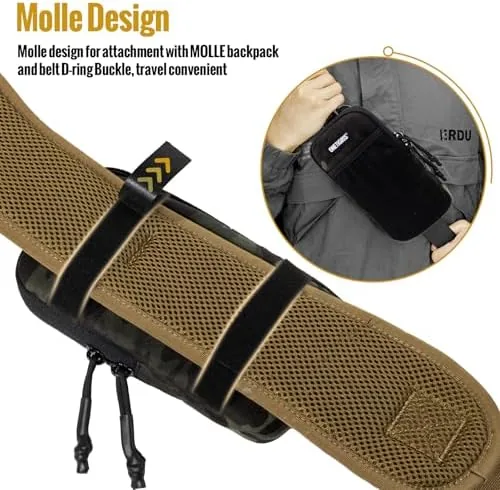 The ONETIGRIS Backpack Strap Pouch, Phone Belt Holder Molle Phone Holster in real use