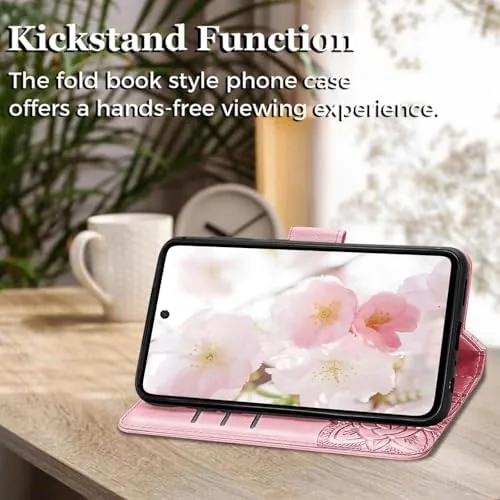 The for Samsung Galaxy A16 5G Phone Case Wallet, Rose Gold in real use
