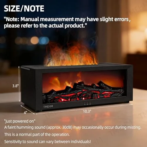 Close look at the TMEHM Fireplace Flame Essential Oil Diffuser Humidifier, Aromatherapy | Ultrasonic build quality