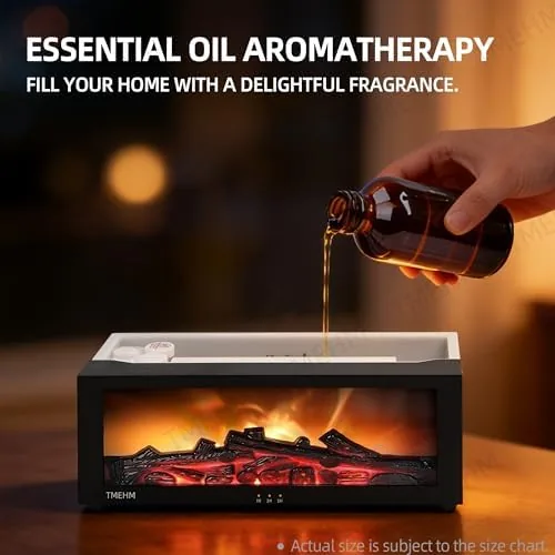 The TMEHM Fireplace Flame Essential Oil Diffuser Humidifier, Aromatherapy | Ultrasonic in real use