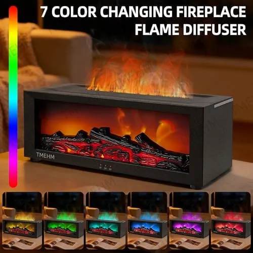 Another view of the TMEHM Fireplace Flame Essential Oil Diffuser Humidifier, Aromatherapy | Ultrasonic