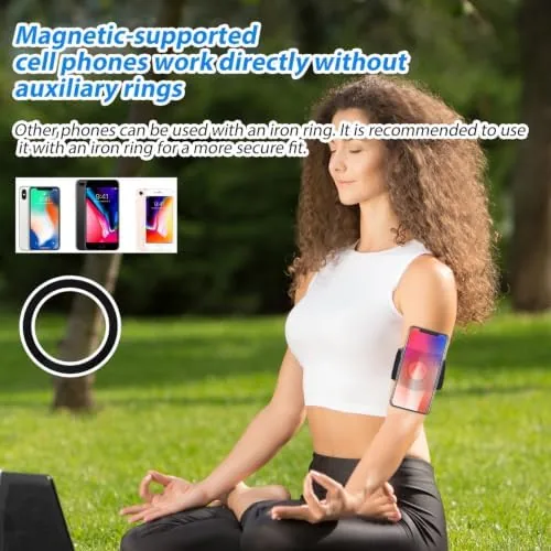 The holder worn on the wrist during a workout with the phone facing the user