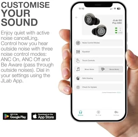 Another view of the JLab, Go Pop ANC, True Wireless Earbuds, Active Noise Cancelling
