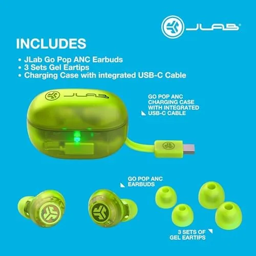 The JLab, Go Pop ANC, True Wireless Earbuds, Active Noise Cancelling compared in context