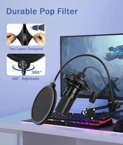 The Versatile Boom Arm Stand for Desk, Adjustable Microphone Stand Kit in real use