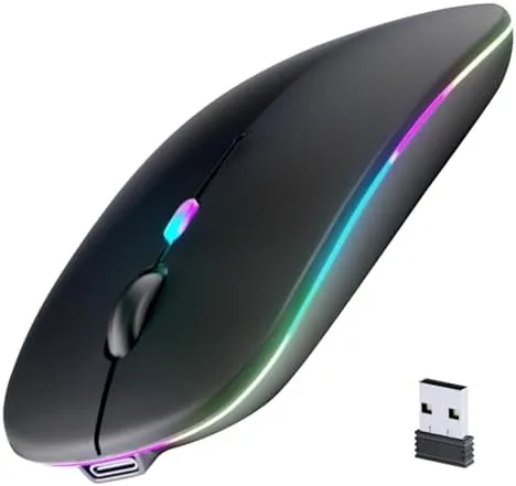 Overview of the Afaartcci Rechargeable Wireless Mouse, Silent Bluetooth Mouse (Black) | ergonomic
