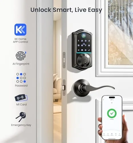 Close look at the Veise VE017-L Fingerprint Smart Lock with 2 Lever Handle Set build quality